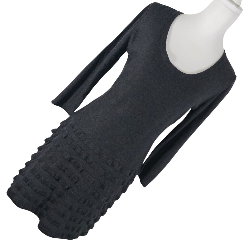 Calvin Klein Charcoal Long-Sleeve Scoop-Neck Ruffle Tier Dress